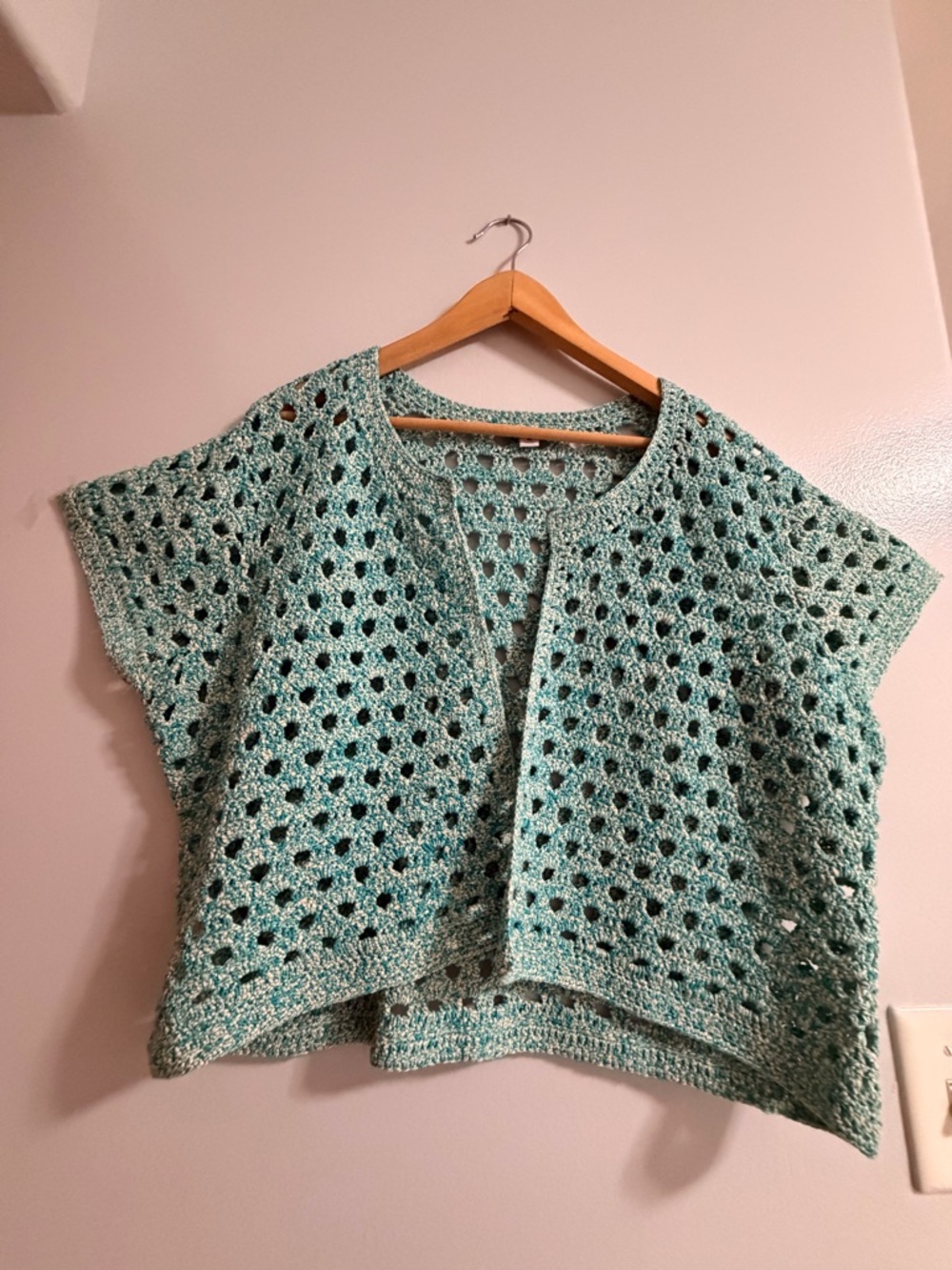 Isaac Mizrahi Mint Green Openwork Short-Sleeve Cardigan